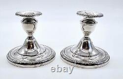 Porte-bougies en argent sterling Mueck-Carey Pr (2) lestés vintage 4-1/4