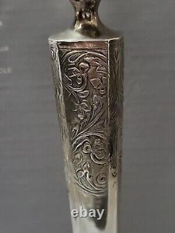 Porte-bougies en argent sterling vintage de grande taille avec motif orné, poids lourd et rare