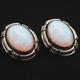 Rare Vintage Boucles D'oreilles Clips Ovales En Fausse Opal En Argent Sterling 925 Par Navajo - Larry Yazzie