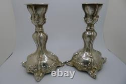 Rare Ancien Vintage Argent 925 Paire de Bougeoirs
