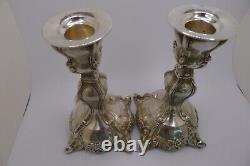 Rare Ancien Vintage Argent 925 Paire de Bougeoirs