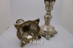 Rare Ancien Vintage Argent 925 Paire de Bougeoirs