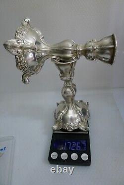 Rare Ancien Vintage Argent 925 Paire de Bougeoirs