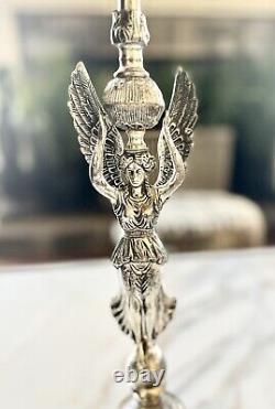 Rare Ensemble de Bougeoirs Anges Vintage/Antique Patine Argentée