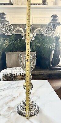 Rare Ensemble de Bougeoirs Anges Vintage/Antique Patine Argentée