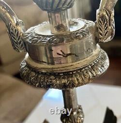 Rare Ensemble de Bougeoirs Anges Vintage/Antique Patine Argentée