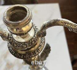 Rare Ensemble de Bougeoirs Anges Vintage/Antique Patine Argentée