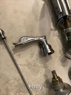 Robinet de salle de bain en paire de cygnes, argenté, de style vintage haut de gamme
