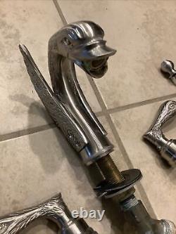 Robinet de salle de bain en paire de cygnes, argenté, de style vintage haut de gamme