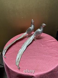 Sculptures de table en argent plaqué des frères Jennings représentant des faisans oiseaux JB 2460 15