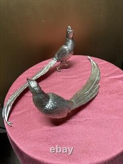 Sculptures de table en argent plaqué des frères Jennings représentant des faisans oiseaux JB 2460 15