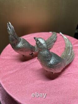 Sculptures de table en argent plaqué des frères Jennings représentant des faisans oiseaux JB 2460 15