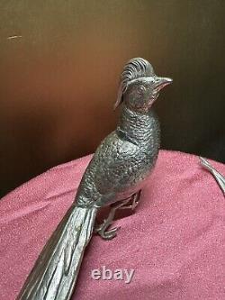 Sculptures de table en argent plaqué des frères Jennings représentant des faisans oiseaux JB 2460 15