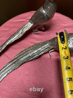 Sculptures de table en argent plaqué des frères Jennings représentant des faisans oiseaux JB 2460 15