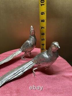 Sculptures de table en argent plaqué des frères Jennings représentant des faisans oiseaux JB 2460 15