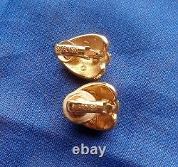 Signé Swarovski Swan Vintage Lot 3 Paire Clip Boucles D’oreilles Crystal Silver Gold Tone