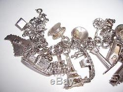Silver Charm Bracelet Vintage Sterling Autour Du Monde 24 Charms Sterling Brace