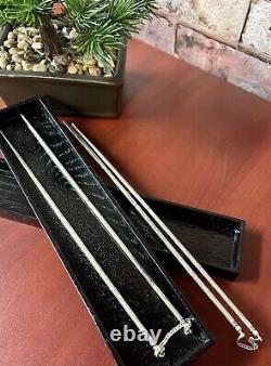 Silver De Vinture 925 Chopsticks Japonésie 2 Paires Peache Marquée 97.65g