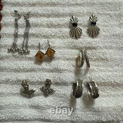 Six Paires de Boucles d'Oreilles en Argent Sterling, Certaines Vintage