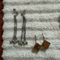 Six Paires de Boucles d'Oreilles en Argent Sterling, Certaines Vintage
