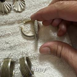 Six Paires de Boucles d'Oreilles en Argent Sterling, Certaines Vintage