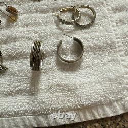 Six Paires de Boucles d'Oreilles en Argent Sterling, Certaines Vintage