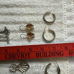 Six Paires de Boucles d'Oreilles en Argent Sterling, Certaines Vintage