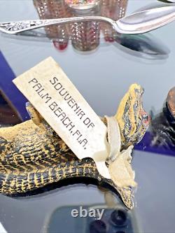 Souvenirs vintage et antiques de Floride en argent, alligator, pélican, salières et poivrières