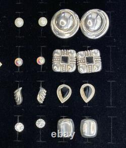 Sterling Argent Pierced Lot Vintage Boucle D'oreille Porter Excellent État 23 Paire 92g
