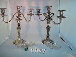Sterling Silver Candelabra-chandeliers Paire Vtg Fisher Convertible 329 6 Pièces
