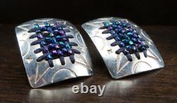 Superbe boucles d'oreilles vintage SHARON M DONOVAN en argent sterling faites à la main avec perles de designer