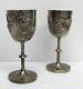Tasses À Liqueur À Pied Avec Dragon Chinois Argenté, Vintage