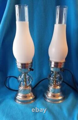Trouvaille rare: Paire de lampes vintage en verre et en aluminium