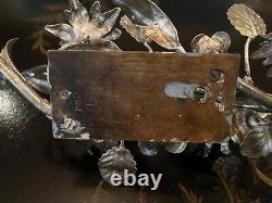 Une paire de magnifiques appliques murales électriques florales/feuilles en argent 10 vintage.
