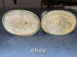 VTG Paire de Bougies en Argent Style Poisson Koi