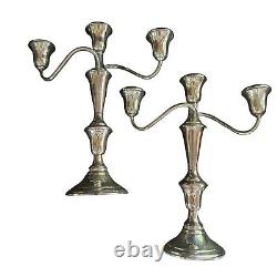 VTG Paire de Candelabres en Argent Sterling Reed & Barton 3 Bras Magnifiques 11