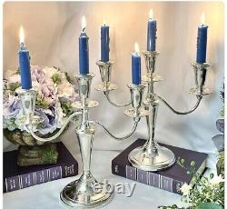 VTG Paire de Candelabres en Argent Sterling Reed & Barton 3 Bras Magnifiques 11