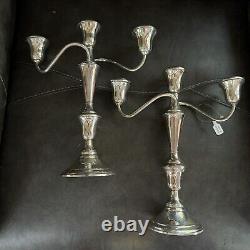 VTG Paire de Candelabres en Argent Sterling Reed & Barton 3 Bras Magnifiques 11