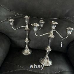 VTG Paire de Candelabres en Argent Sterling Reed & Barton 3 Bras Magnifiques 11