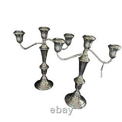 VTG Paire de Candelabres en Argent Sterling Reed & Barton 3 Bras Magnifiques 11