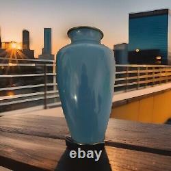 Vase Cloisonné Japonais Vintage Antique 7,5 Bleu avec Roses PAIRE Finition en Argent