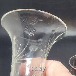 Vases en cristal taillé en argent sterling antique/vintage, paire de vases en forme de trompette à fleurs, années 1920, TELS QUELS