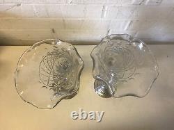 Vases en verre en forme de corne d'abondance en argent massif poids de Sheffield, vintage et antiques.
