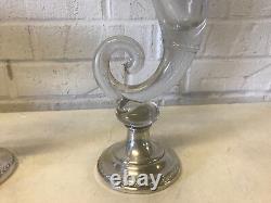 Vases en verre en forme de corne d'abondance en argent massif poids de Sheffield, vintage et antiques.