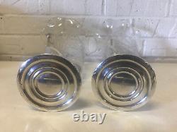 Vases en verre en forme de corne d'abondance en argent massif poids de Sheffield, vintage et antiques.