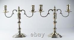 Vieille Paire D'argent Sterling Anglais 2 Candelabras Légers Mj Yates 1881g Ae3