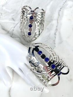 Vieille Paire Rare De Bracelets De Menottes En Argent Sterling Fabriqués À La Main Au Mexique. 925