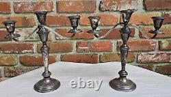 Vieille paire VTG de candélabres en argent sterling Gorham 925 à quatre sections 11,5 #808-1