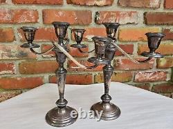 Vieille paire VTG de candélabres en argent sterling Gorham 925 à quatre sections 11,5 #808-1