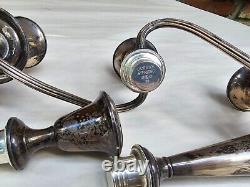 Vieille paire VTG de candélabres en argent sterling Gorham 925 à quatre sections 11,5 #808-1